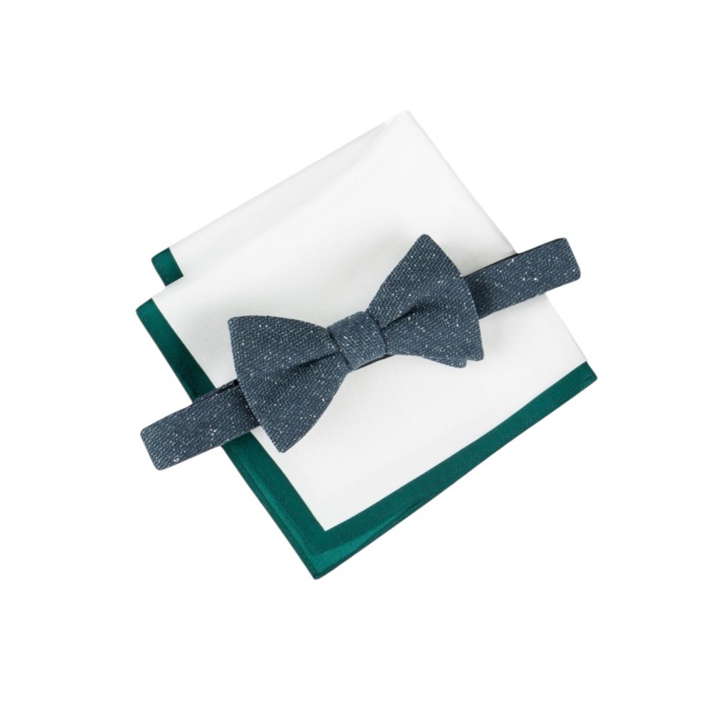 NWT Tommy Hilfiger Donegal‎ Textured Bow Tie & Silk Pocket Square Set Holiday